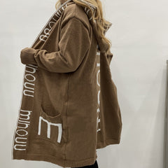 Women's Medium Long Sweater Hooded Cardigan