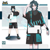 Unisex Game Xiao Cos T-shirt Shorts Set