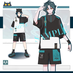 Unisex Game Xiao Cos T-shirt Shorts Set