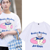 Cartoon Rabbit Printed Half-sleeved Cotton T-shirt