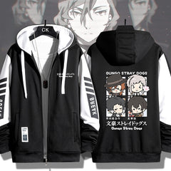 Unisex Anime Dazai Cardigan Zipper Hoodie