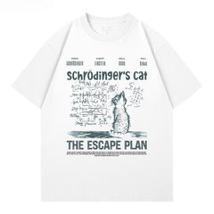 Creative Schrödinger's Cat Print Short-sleeved Cotton T-shirt