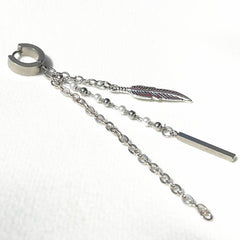 Chic Kpop Style Chain Feather Ear Buckle Earrings