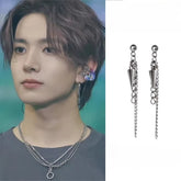 Heeseung Cone Chain Titanium Steel Earrings Earclips