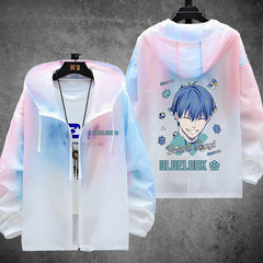 Unisex Anime Print Zipper Sunscreen Thin Jacket