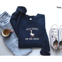 Embroidered Silly Goose Crewneck Sweatshirt