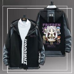Casual Anime Print Hooded Zipper Jacket