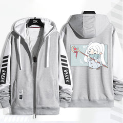 Unisex Anime Printed Zip Up Loose Hoodie