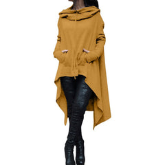 Chic Women's Solid Color Long Hooded Sweatshirt