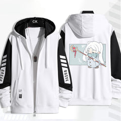 Unisex Anime Printed Zip Up Loose Hoodie
