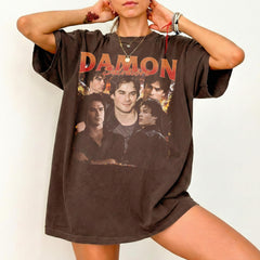 Vintage Damon Salvatore Graphic Washed Tee