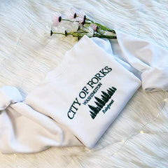 City of Forks Embroidered Crew Neck Sweatshirt