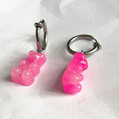 Sweet Pink Gummy Bear Earrings Ear Clip