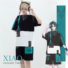 Unisex Game Xiao Cos T-shirt Shorts Set