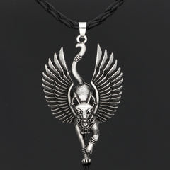 Ancient Egyptian Cat God Wings Pendant Necklace
