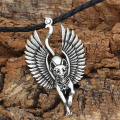 Ancient Egyptian Cat God Wings Pendant Necklace