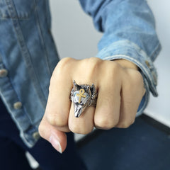 Retro Anubis Jackal Head Ring