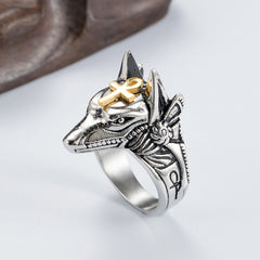 Retro Anubis Jackal Head Ring