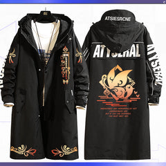 Unisex Hutao Casual Medium Long Windbreaker Jacket