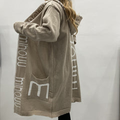 Women's Medium Long Sweater Hooded Cardigan