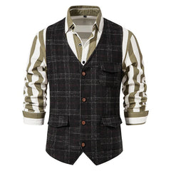 British Style Retro Men's Tweed Suit Vest