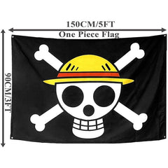5FT*3FT Luffy's Straw Hat Pirate Flag For Halloween Decoration