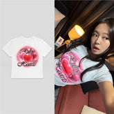 JENNIE Ruby Hearts Printed Short-sleeved T-shirt