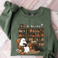 Retro Ghost Reading Books Sweatshirt