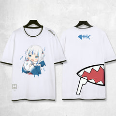 Casual Cartoon Fake Two Cotton T-Shirt