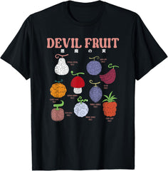 Unisex Anime Devil Fruit Varieties Printed T-Shirt