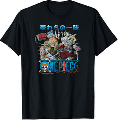 Retro Anime Straw Hat Crew Collage T-Shirt