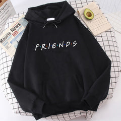 Unisex Friends Graphic Loose Black Hoodie