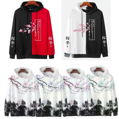 Plum Blossom Mountain Ink Casual Pullover Digital Hoodie