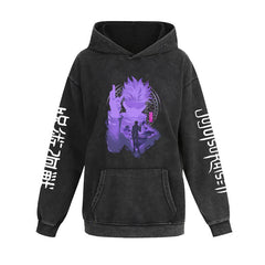 Unisex Vintage Anime Washed Casual Loose Hoodie