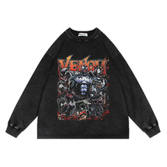 Trendy Spiderman Venom Crew Neck Washed Sweatshirt