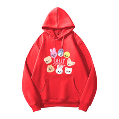 SKZ Pattern Printed Fleece Hoodie