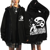 Kpop Karma Printed Hooded Zipper Thin Coat