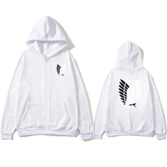 Casual Anime Survey Corps Logo Zipper Hoodie