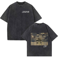 Vintage Liam Print Black Washed T-Shirt