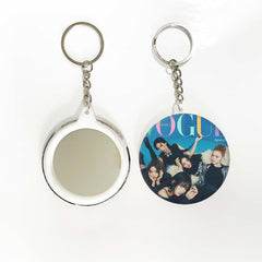 KPOP Magazine Cover Badge Mirror Keychain