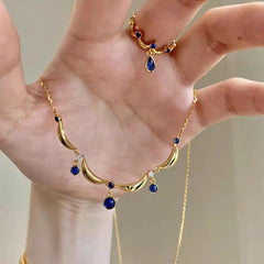 Exquisite Blue Fringe Necklace Ring