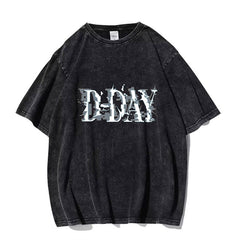 Vintage Trendy Kpop Print Washed T-shirt