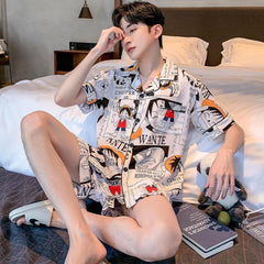 Men's Summer Short-sleeved Shorts Pajamas