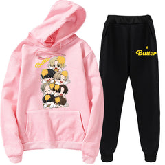Lovely Kpop Cartoon Hoodie and Sweatpants Co-ords