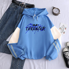 KPOP Logo Long-sleeved Color Block Hoodie