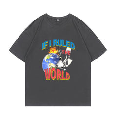 Korean Style Printed Cotton Round Neck T-shirt