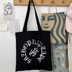 KPOP Hop Letter Printed Canvas Shoulder Bag