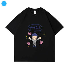 Kpop Cartoon Print Short-sleeved Loose T-shirt