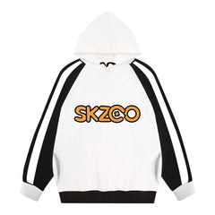 Cartoon SKZ Print Color Block Hoodie