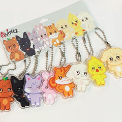 ATE Cartoon Doll Acrylic Pendant Keyring Set
